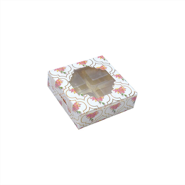 4 CAVITY CHOCOLATE BOX TRADITIONAL LOTUS PATTEN  (3.75*3.75*1.25)