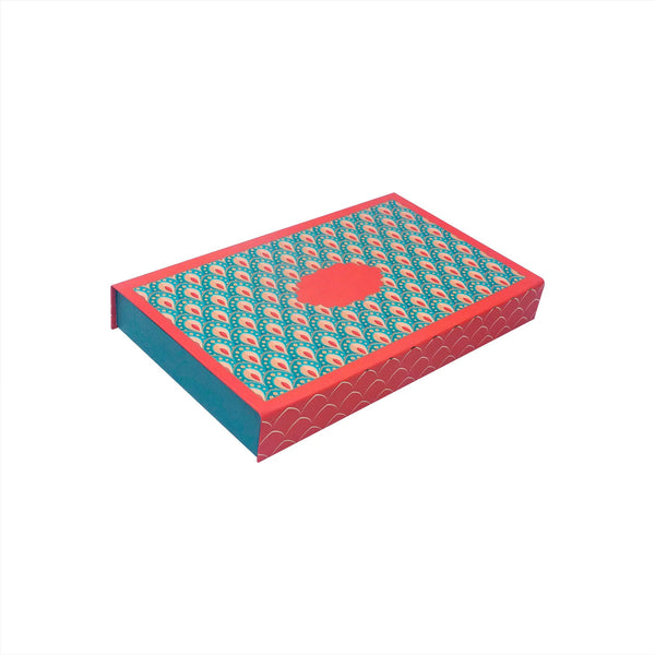 1 KG SWEET BOX LAPTOP STYLE PEACOCK FEATHER GEOMETRIC DESIGN (12.5 x 7.5 x 1.5)