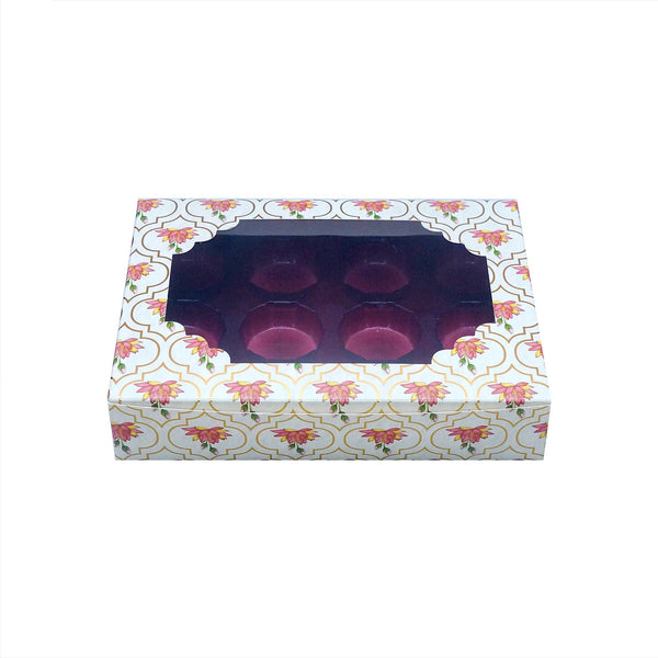 12 CAVITY CHOCOLATE BOX TRADITIONAL LOTUS PATTEN ( BLACK LID )  ( 7.5 X 5.5 X 1.5 )